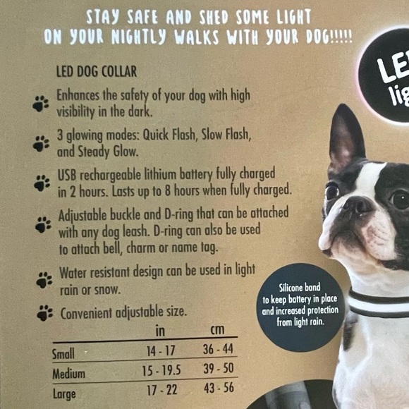 Nice Paws LED Rechargeable Dog Collar & Flashlight Bag Dispenser- Black and Gray - Picture 5 of 7